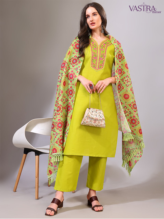 Pure Cotton Kurta Set With Dupatta